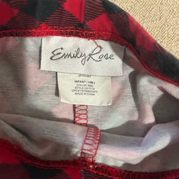 Emily Rose Red Plaid Ruffle Santa Top and pants size 18 mos - Picture 4 of 5